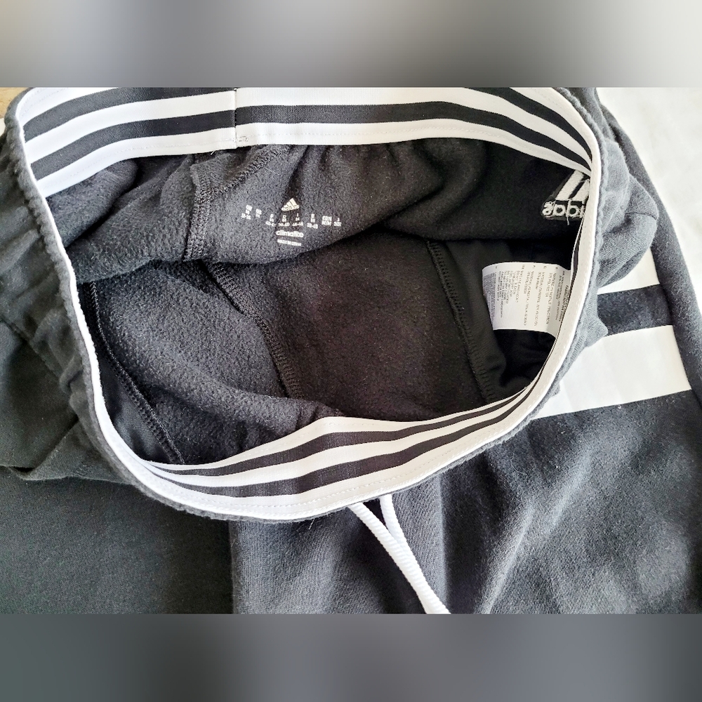 Adidas Women Climalite Loose Fit Fleece Cotton Joggers Black Drawstring Medium - Picture 12 of 16
